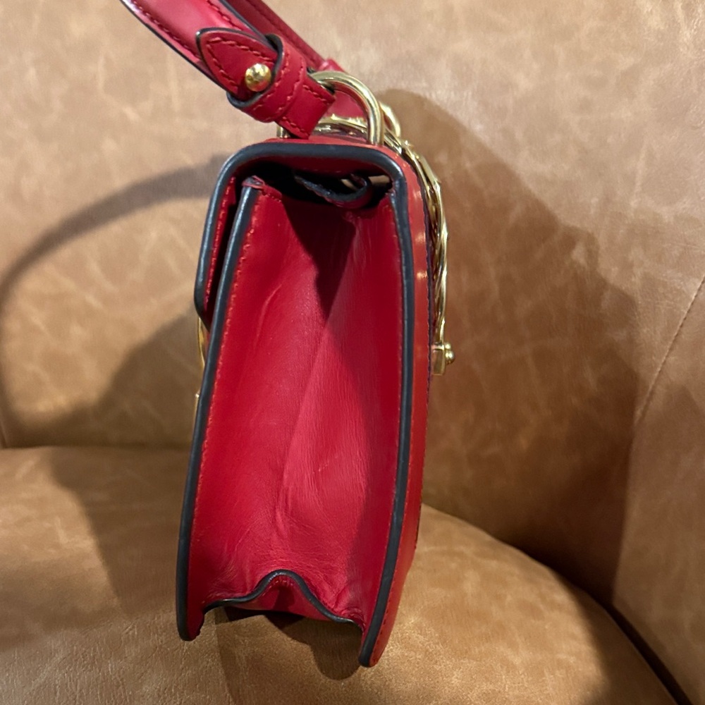 Gucci Sylvie Red Calfskin and Gold Mini Bag with Chain - Picture 6 of 16
